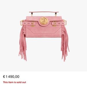 Balmain Pink suede B-Buzz 19 bag with fringe
